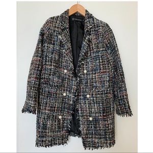Tweed Jacket Pearl Buttons - Size Small